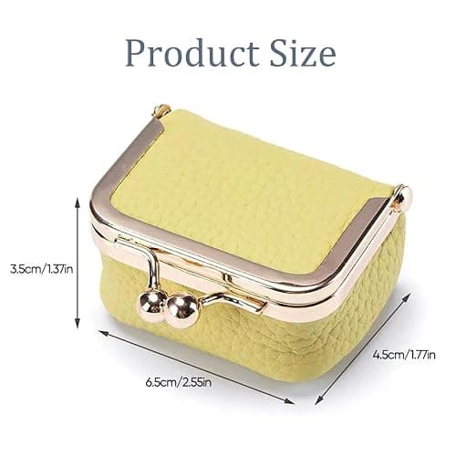 Genuine Leather Mini Jewelry Box, Portable Vintage-Inspired Genuine Leather Coin Purse Jewelry Case with Kiss Lock, Mini Travel Ring Box for Women for Earring/Ring/Necklace/Bracelet(Red) thumbnail 3