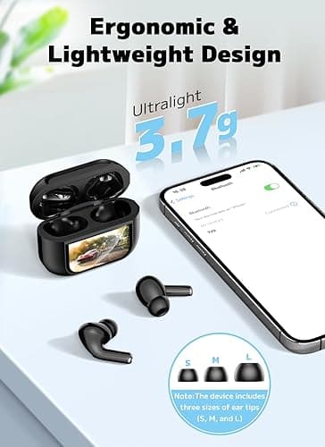 Szwdo Wireless Earbuds, ENC Noise Cancelling Ear Buds with Smart Touchscreen Case, 48H Playtime for Sports & Working, Bass Stereo Sound, Bluetooth 5.4 Headphones for iPhone 17/16/15/14/13/Android thumbnail 8