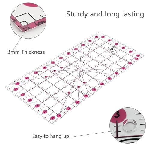 Headley Tools Rotary Cutter Set - 45mm Fabric Cutter, 5 Replacement Rotary Blades, A3 Cutting Mat, Quilting Ruler and Sewing Clips, Craft Knife Set, Ideal for Crafting, Sewing, Patchworking, Pink thumbnail 6
