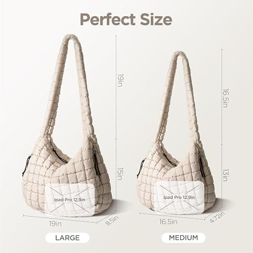 Puffer Tote Bag for Women Large Quilted Tote Bag Quilted Carryall Bag Soft Puffy Crossbody Bag Hobo Handbags Puff Purse thumbnail 6