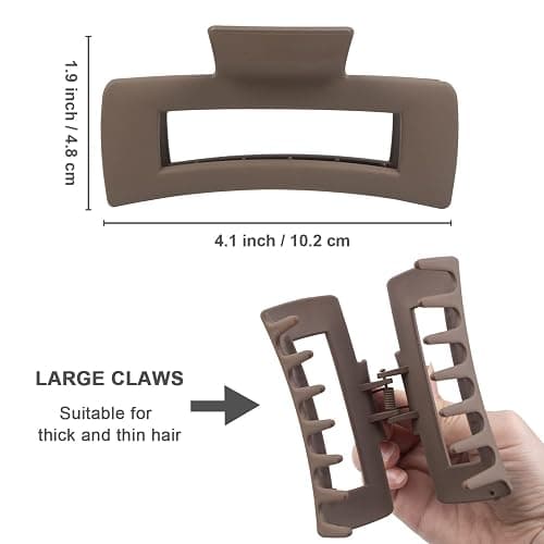MAORULU Large Hair Claw Clips for Thick Hair, Banana Clips with Strong Hold for Women and Girls, Brown 1 thumbnail 3