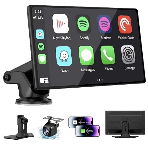 9" Wireless Apple Carplay Screen for Car, Portable Wireless CarPlay with Apple Car Play & Android Auto, OTA Updates, Backup Camera, GPS Navigation/Bluetooth 5.0/Mirror Link/Voice Control/AUX/FM - Image 1