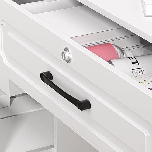 balurukt Vanity Desk with Sliding Mirror and Lights,Makeup Vanity Set with 6 Storage Shelves 4 Drawers Dressing Table for Bedroom Dressing Room Hidden Storage Space(White) White thumbnail 4