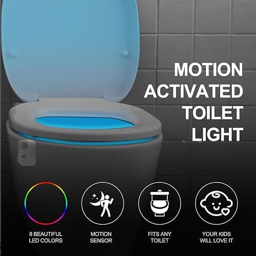 ZSZT Toilet Night Light Motion Sensor Activated, 8 Colors Changing Bowl Nightlight for Bathroom, Perfect for Using Toilet in Midnight, Funny Gift for Your Family - 8 colors thumbnail 3