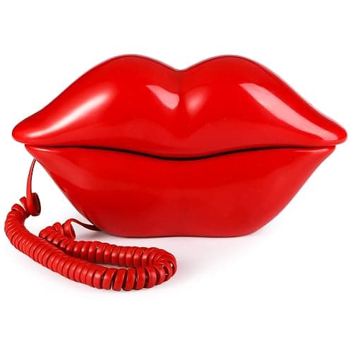 Suwimut Red Mouth Telephone, Wired Novelty Cute Sexy Lip Phone, Gift Real Corded Cartoon Shaped Landline Phone Desk Corded Phones for Home Hotel Office Shop Party Decor - Image 1