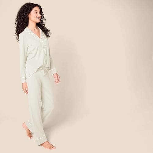 Amazon Essentials Women's Cotton Modal Long-Sleeve Shirt and Full-Length Bottom Pajama Set thumbnail 2