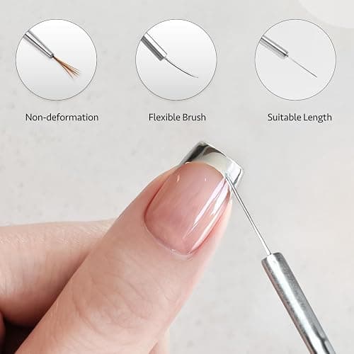 GAOY Metallic Silver Gel Nail Polish Art Liner, 8ml 3D Mirror Chrome Effect Color Nail Paint Design with Thin Brush, UV Light Cure for DIY Manicure at Home thumbnail 6