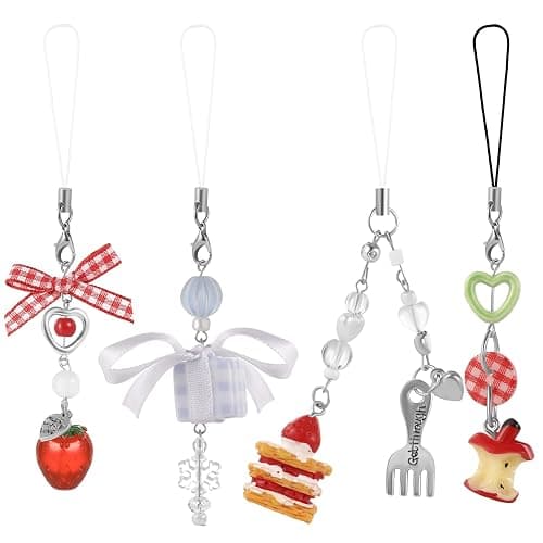 VZZNN 4 PCS Cute Phone Charms Y2K Aesthetic Kawaii Pink Phone Charms Strap Aesthetic for Bag Purse Backpack Wallet Pendants Decor - Image 1