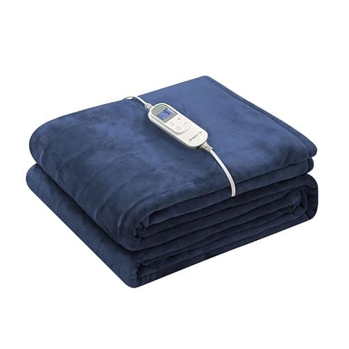 Wapaneus Heated Blanket Electric Blanket 72" x 84" Full Size with 10 Heating Levels and 12 Hours time Settings, Flannel Fast-Heating Electric Blanket, ETL Listed, Machine Washable,Dark Blue - Image 1