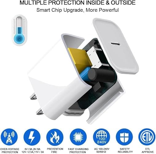 DABUSTAR for iPhone Fast Charger, 33W USB C PD Wall Charger Block Plug with[MFi Certified]6ft Type C to Lightning Cable Quick Charging Data Sync Cord for iPhone14 13 12 11 Pro Max Mini Xs Xr iPad Air thumbnail 4