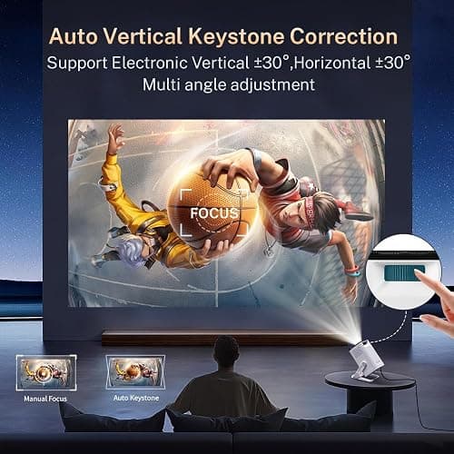 Mini Projector 1080P 4K Support with WiFi 6 and Bluetooth 5.4, Auto Keystone, Android 11, Short Throw Smart Video Projector 270° Rotatable, Compatible with HDMI/USB/iOS LYNCAST VisualCube 300 thumbnail 6