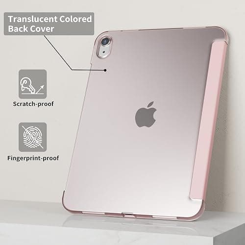 KVTVOU Case for iPad (A16) 11th/10th Generation (11/10.9 Inch, 2025/2022) Without Pencil Holder, Slim Hard PC Translucent Back Shell Protective Cover, Smart Trifold Stand & Auto Sleep/Wake, Pink thumbnail 3