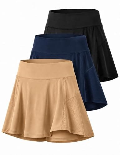 3 Pack Youth Girls Athletic Skirts with Built-in Shorts | Active Skorts, Adjustable Waist, Pockets, for Kids, Teens, Tennis, Golf, Cheer, School - Image 1