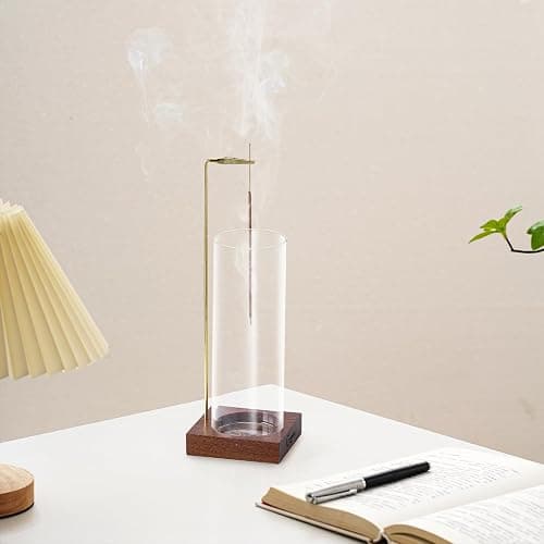 Ceremony Incense Holder, Wooden Incense Holder for Sticks with Glass Ash Catcher, Anti-ash Incense Burner with 20 Incense Sticks and a Ash Brush for Meditation Yoga Spa Room Decor thumbnail 2