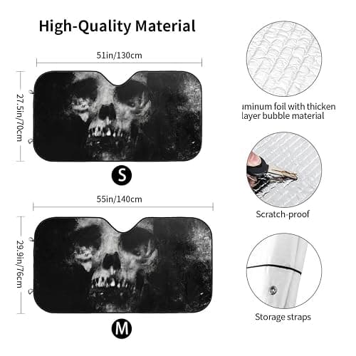 Scary Halloween Spooky Skull Horror Windshield Sunshade for Car SUV Truck Foldable Uv Ray Reflector Front Window Sun Shade Visor Shield Cover - Scary Halloween Spooky Skull Horror thumbnail 3