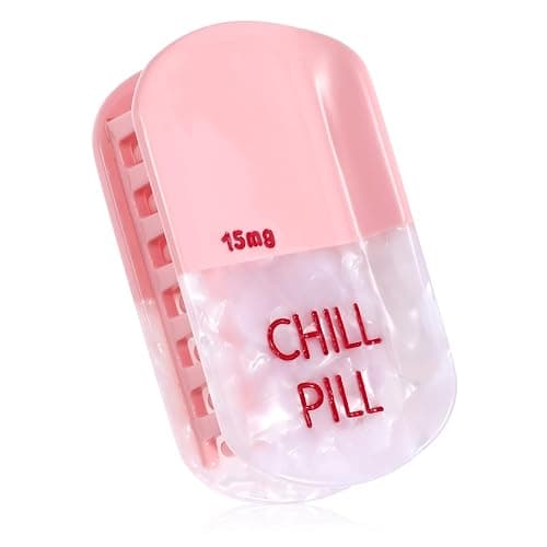 Qianyu Chill Pill Hair Claw Clip Pharmacy Funny Hairs Clip Personalized Hairs Claw Funky Summer Accessories Pink Novelty Nurse Acetate Barrettes for Woman Gift Thick Thin Hair Styling Halloween - Image 1