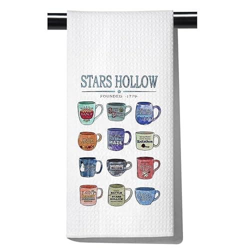 POFULL Luke's Diner Merch TV Show Inspired Gift Housewarming Gift Stars Hollow Founded 1779 Kitchen Towel - Image 1