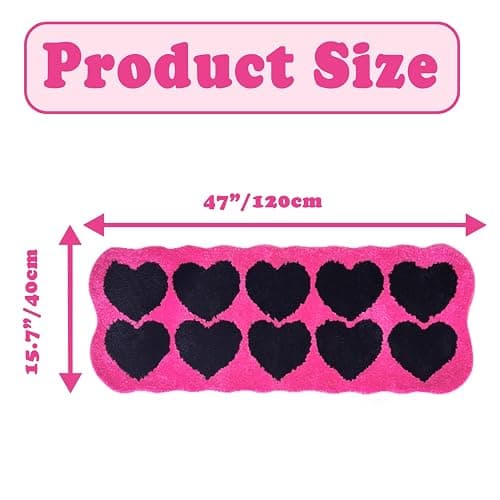 Pecfamly Cool Hot Pink and Black Trashy Y2K Rug Carpet for Bedroom (Size: 15.7“x47”), 2000S Mcbling Baddie Trashy Y2K Scene Room Bedroom Decor Aesthetic for Teen Girls thumbnail 2