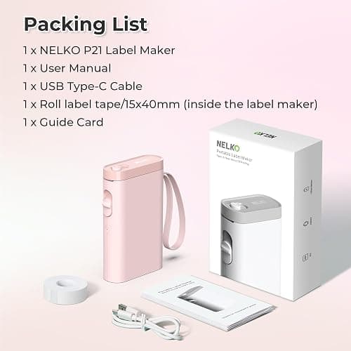 Nelko Label Maker Machine with Tape, P21 Bluetooth Label Printer, Wireless Mini Label Makers with Multiple Templates for Organizing Office Home, Pink thumbnail 8