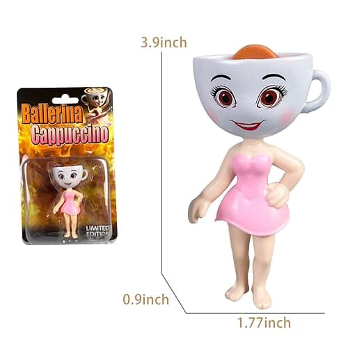 TJLMCORP 4 Inches Italian Brainrot Action Figure,Ballerina Cappuccino Pink Desk Accessories for Women Cute Office Desk Decor Bookself Cubicle Girls Boys thumbnail 3