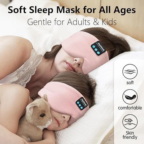 Joythink Sleep Headphones Bluetooth Sleep Mask Silk Kids Children Headband Earphones Bluetooth Eye Mask for Sleeping On Side Blackout Soft Sleep Earphones Music Eye Cover thumbnail 2