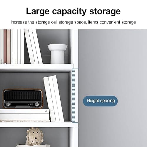 balurukt 70.9 Inch Tall Narrow Bookcase,6 Tier Bookshelves,Floor Standing Storage Cabinet,Corner Bookshelf with Storage,Shelves Display shelves for Living Room Bedroom Kitchen Office - White thumbnail 8