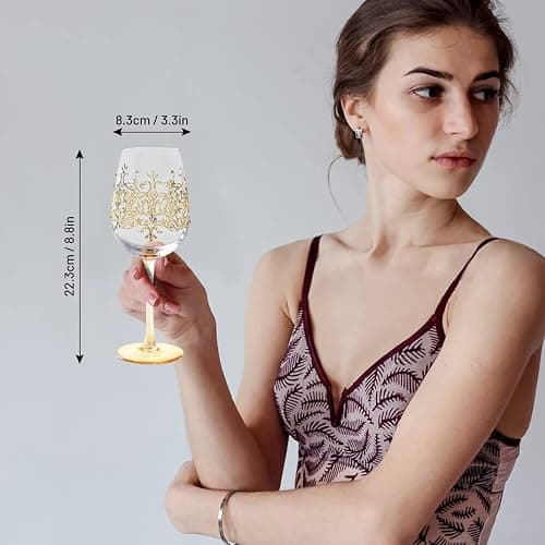 NymphFable Colorful Wine Glass Golden Crown Artisan Painted Glass 15oz Personalised Gift for Birthdays Weddings thumbnail 3