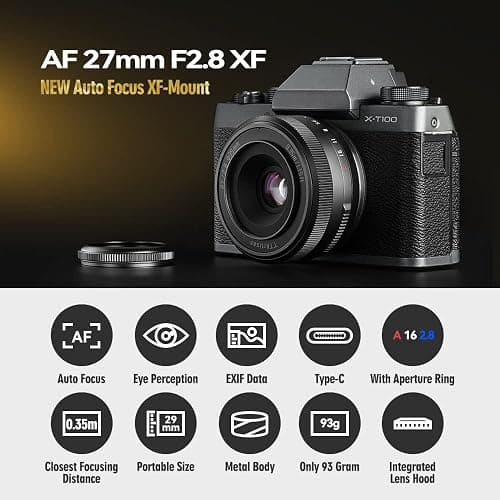 TTARTISAN AF 27mm F2.8 Fuji X Autofocus Lens, APS-C Ultra-Compact Pancake Lens Full Metal Body with Clicked Aperture Ring for Fujifilm X Mount Cameras (Black) thumbnail 2