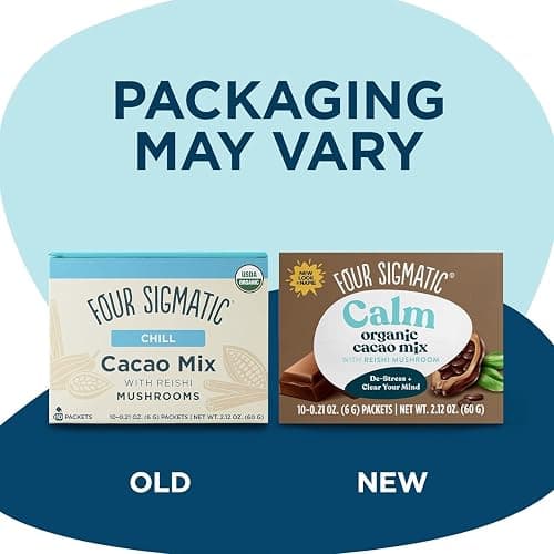 Four Sigmatic Calm Mushroom Cacao Mix | Organic Instant Cacao with Organic Reishi Mushroom Powder | Supports Calm & Relaxation | Drink it or Bake with it | Vegan, Gluten-Free, Dairy-Free | 10 Count thumbnail 2