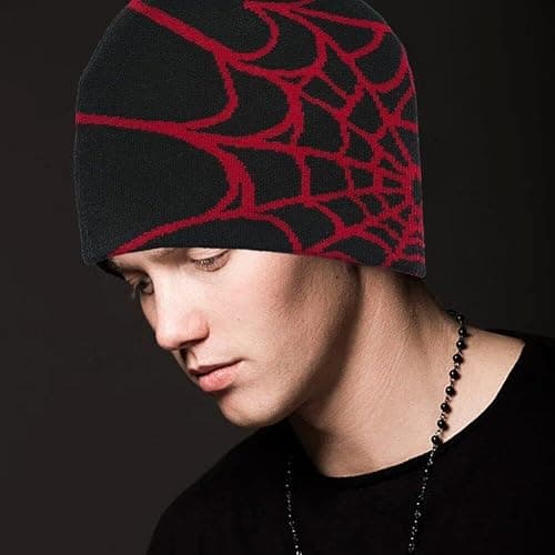 Spider Web Beanie Hat Wool Gat De Punto De Punto Y2k Street Beanie Fashion Hip Hop Skull Cabellera para Hombres Mujeres Invierno Beanie Cálido thumbnail 6