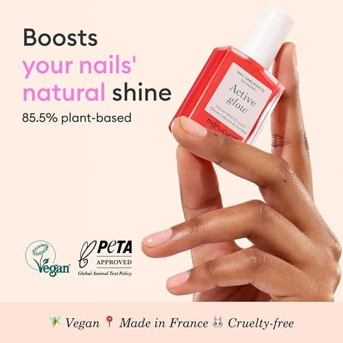 Manucurist Active Glow Raspberry Nail Polish & Care - Ultra-Glowy 2 in 1 Nail Concealer & Care - Plant-Based Ingredients: Sweet Almond Oil, Raspberry for Nourished Nail Rosy Mirror-Like Shine thumbnail 2