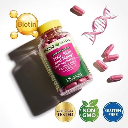 Spring Valley Extra Strength Hair, Skin & Nails Dietry Supplement 120ct 5000 mcg | 5000 mcg, Dietary Supplement thumbnail 4