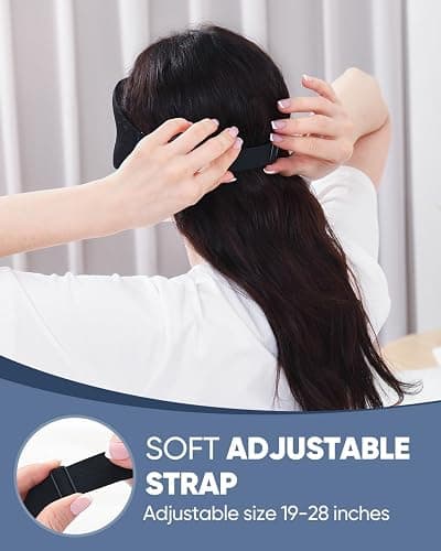 MZOO Luxury Sleep Eye Mask for Side Sleeper Men Women, Zero Eye Pressure 3D Sleeping Mask, Light Blocking Patented Design Night Blindfold, Soft Eye Shade Cover for Travel, Black thumbnail 6