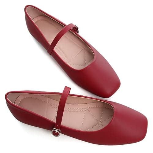 TN TANGNEST Leather Flats for Women Comfortable Square Toe Slip On Flats Soft Work Flats Retro Mary Jane Flats thumbnail 4