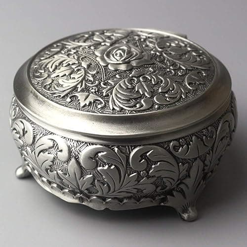 ROSIKING Round Emboss Alloy Metal Music Box Wind Up Antique Jewelry Musical Boxes Christmas Birthday Valentine's Day Gifts Plays Anastasia-Once Upon a December thumbnail 4