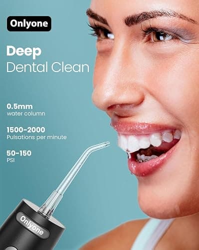 Onlyone Rechargeable Cordless Water Flosser with Adjustable Water Pressure for Daily Oral Care, Power Dental Flosser for Home and Travel Use, Portable Oral Irrigator for Sensitive Gums and Braces Care thumbnail 2