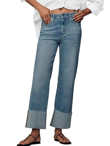 KUNMI Jeans for Women Wide Leg Baggy High Waist Boyfriends Straight Leg Stretchy Denim Pants Trendy Fall 2025 - Image 1