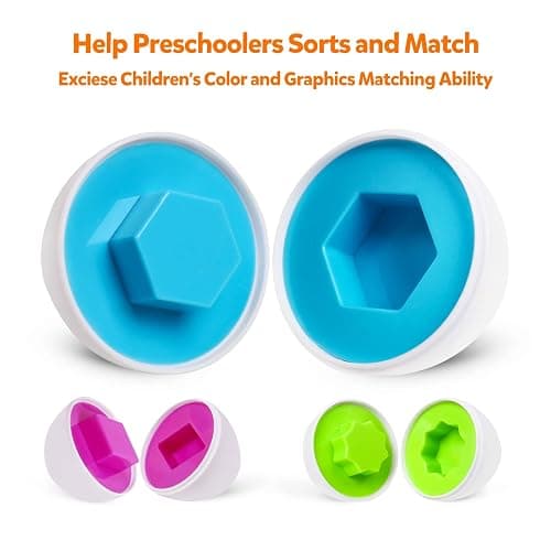 NAODONGLI Montessori Geometric Eggs,12 pcs Set Color & Shape Egg Puzzle Toys Matching Eggs for Toddlers 1-3,Preschool Educational Sorting Game Fine Motor Toy Gifts for Kids Boys Girls thumbnail 4