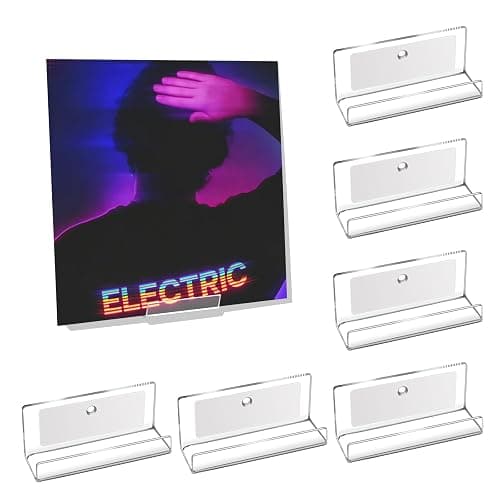 Kalami 6 Pack Vinyl Record Holder Wall Mount Self Adhesive | Acrylic Record Shelf Display Racks for LP Album Covers CD Book Pictures Frame - Image 1