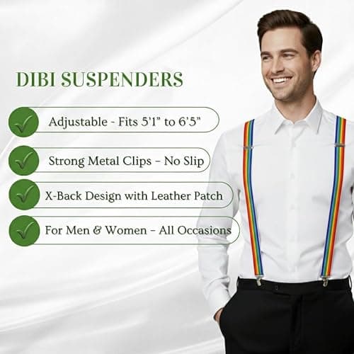 Dibi Suspenders for Men - Adjustable X back Suspender with 4 Strong Clips thumbnail 2