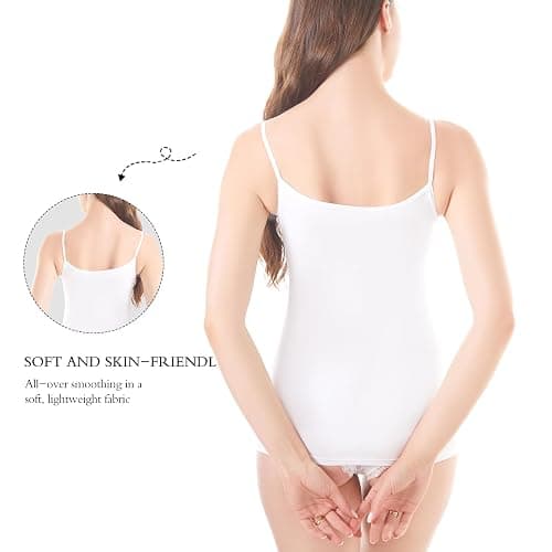 Womens Tank Top Camisoles with Premium Cotton Italian Design - Trimmed with Flower Lace on Neckline thumbnail 4
