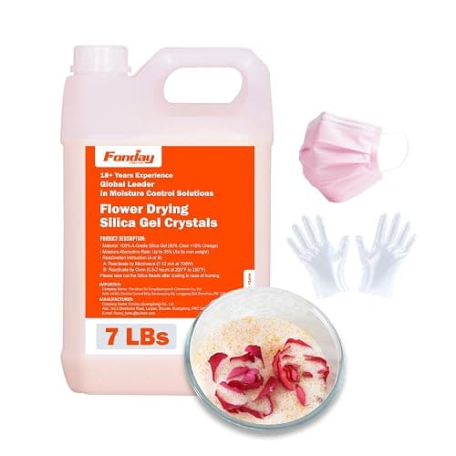 Fonday Silica Gel Flower Drying Crystals for Wedding Bouquet Preservation Color Indicating Reusable Bead Size Less Than 1mm (7LBS 3-in-1 with Gloves and Mask) - Image 1