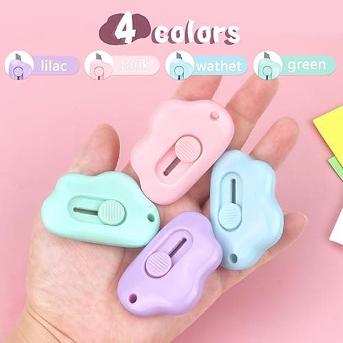 Tamaki Box Cutters Cloud Letter Opener Envelope Slitter, Cloud Shaped Carton Portable Cutter with Key Chain Hole, 4 Pack - Blue, Pink, Purple, Green thumbnail 6