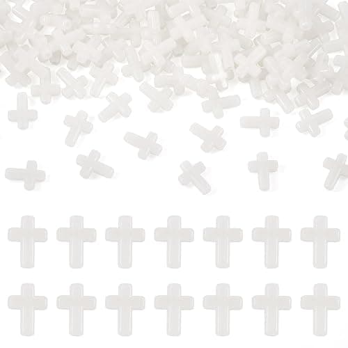 Magibeads 100Pcs Glow in the Dark Acrylic Cross Beads Crucifix Focal Beads White Cross Charms for Easter Pens Keychain Crafts DIY Jesus Bracelet Rosary Jewelry Making Supplies 16x12mm - Image 1