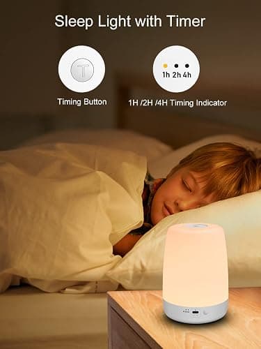 YYDSKIT Night Light for Kids & Nursery - Rechargeable Touch Lamp, Portable Nursing Lamp with Soft & Warm Light for Newborn, 3 Timers, Up to 200H thumbnail 5