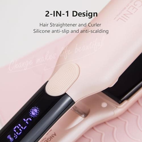 ANGENIL Pro Titanium Flat Iron Hair Straightener 1.75" Wide, Salon Grade Dual Voltage Straightening and Curler 2-in-1 with Heat Resistant Silicone Mat, Adjustable Temp 240°F-470°F, 15s Fast Heating thumbnail 3