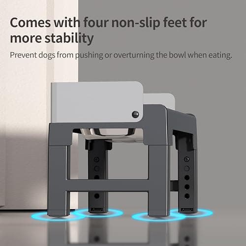 PAKEWAY Elevated Dog Bowls for Medium and Large Dogs, Spill Proof Tiltable Dog Feeder with 2 Stainless Steel Bowls, 6 Height Adjustable Raised Dog Bowl Stand thumbnail 6