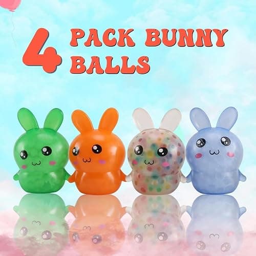 Easter Basket Stuffers,Easter Basket Essentials,4pcs Squishy Easter Bunny Stress Balls for Adults,Easter Stress Relief Fidget Balls,Easter Party Favors Easter Basket Ideas Gifts thumbnail 4