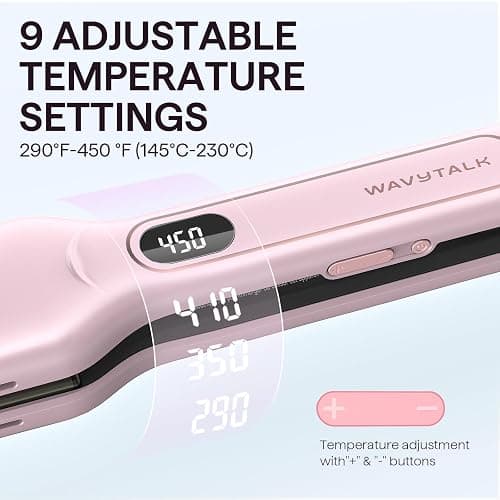 Wavytalk Wet to Straight Hair Straightener, Titanium 1.75 Inch Wide Vent Sesh Flat Iron for Damp or Dry Hair, Straightener with Dual Voltage Leave Silky Smooth Look, 20% Faster Styling, Pink thumbnail 6