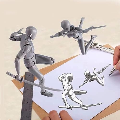 gnallang Action Figures PVC Model (Grey Color) with Box Drawing Figure Models for Artists(Female+Male) thumbnail 2